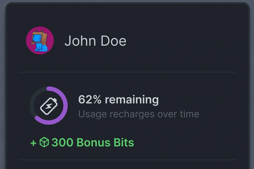 Bits Battery usage meter in the Nilo UI